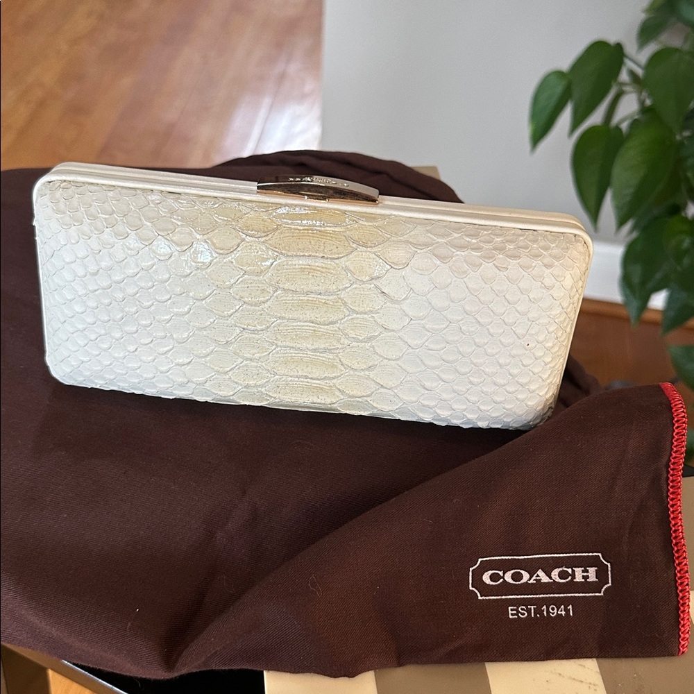 Coach white, ivory gold hardware Madison pinnacle embossed Python with dustcover
